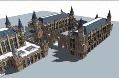 Sketchup学校模型|多层学校宿舍楼小学中学,校园教育建筑,英式风格,古典风格-BIM建筑网