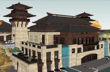 Sketchup酒店模型|多层度假村酒店,汉唐,中式风格-BIM建筑网