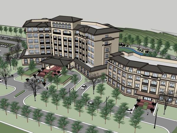 Sketchup酒店模型|多层酒店,欧式古典风格 Sketchup酒店模型|多层酒店,欧式古典风格