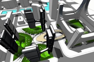 Sketchup办公模型|高层办公楼,底层商业,现代风格-BIM建筑网