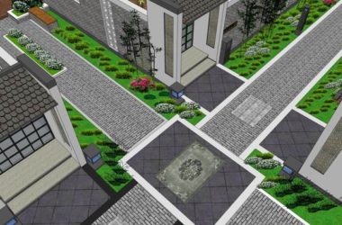 Sketchup景观模型|多层小区景观,住宅景观,现代中式风格-BIM建筑网