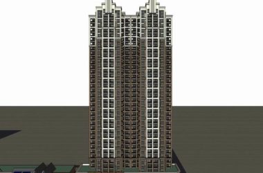 Sketchup住宅模型|超高层住宅,底层商业,英式古典风格-BIM建筑网