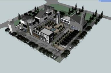 Sketchup商业模型|多层商业街,现代中式风格-BIM建筑网