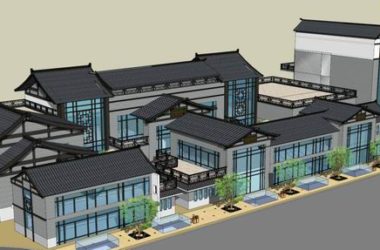 Sketchup商业模型|多层商业街,步行街,中式古典风格-BIM建筑网