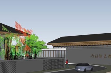 Sketchup景观模型|多层休闲景观会所景观,中式风格-BIM建筑网