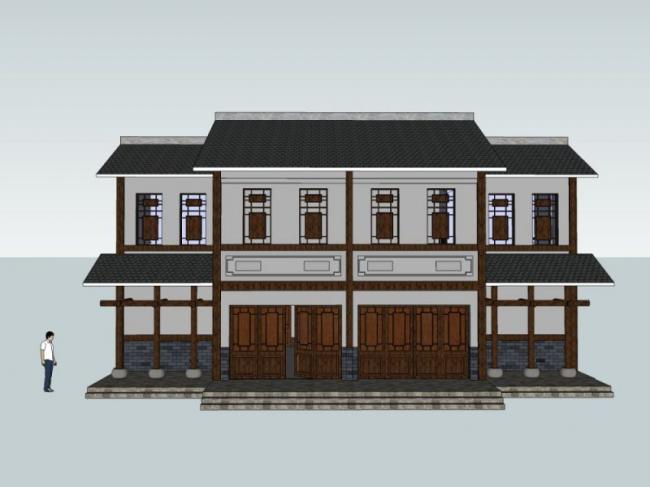 Sketchup住宅模型|多层民居,中式风格 Sketchup住宅模型|多层民居,中式风格