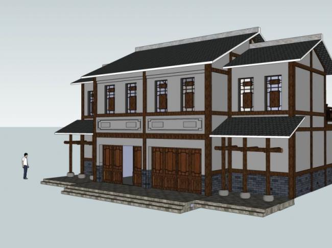 Sketchup住宅模型|多层民居,中式风格 Sketchup住宅模型|多层民居,中式风格