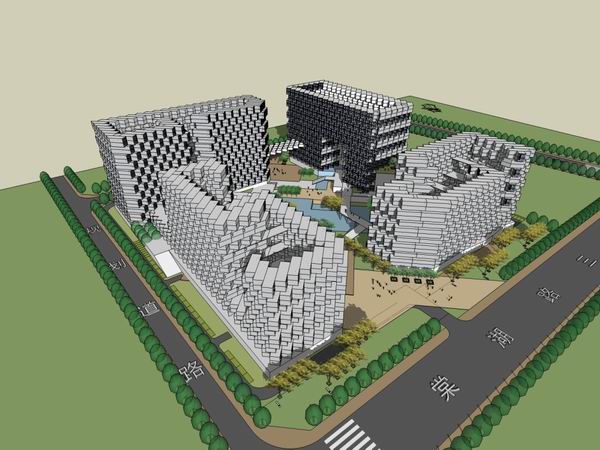 Sketchup办公模型|高层办公楼,现代风格 Sketchup办公模型|高层办公楼,现代风格