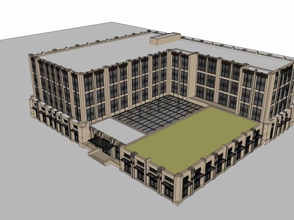 Sketchup酒店模型|多层酒店,古典风格 Sketchup酒店模型|多层酒店,古典风格
