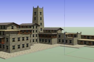 Sketchup酒店模型|多层藏地旅馆,酒店,古典风格-BIM建筑网