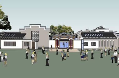 Sketchup学校模型|多层学校徽派幼儿园,校园教育建筑,中式风格-BIM建筑网