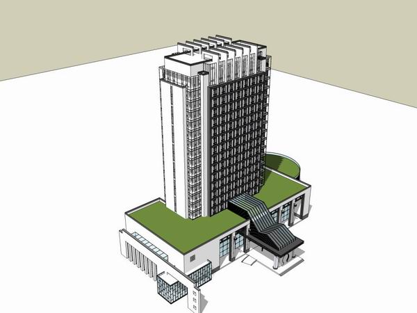 Sketchup酒店模型|高层酒店,现代中式风格 Sketchup酒店模型|高层酒店,现代中式风格