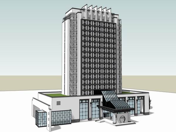 Sketchup酒店模型|高层酒店,现代中式风格 Sketchup酒店模型|高层酒店,现代中式风格