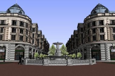 Sketchup商业模型|多层步行街,商业,古典风格-BIM建筑网