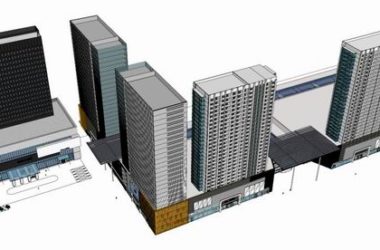 Sketchup办公模型|高层办公室,底层商业,现代风格-BIM建筑网