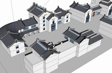 Sketchup商业模型|多层商业街,中式古典风格-BIM建筑网