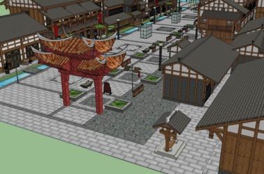 Sketchup商业模型|多层商业街,中式古典风格-BIM建筑网