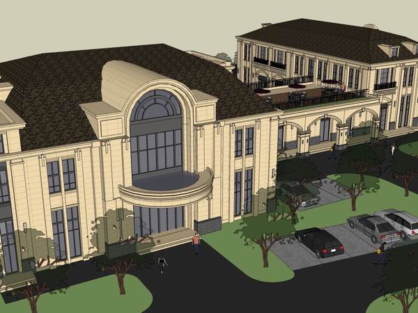 Sketchup住宅模型|多层会所,法式古典风格 Sketchup住宅模型|多层会所,法式古典风格