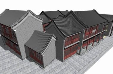 Sketchup古建筑模型|多层卷棚顶建筑群,中式风格,古建-BIM建筑网