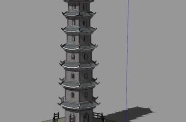 Sketchup古建筑模型|多层古塔,七层景观塔,中式风格,古建-BIM建筑网