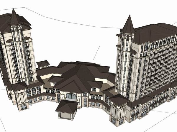 Sketchup酒店模型|高层酒店,欧式古典风格 Sketchup酒店模型|高层酒店,欧式古典风格