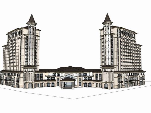 Sketchup酒店模型|高层酒店,欧式古典风格 Sketchup酒店模型|高层酒店,欧式古典风格