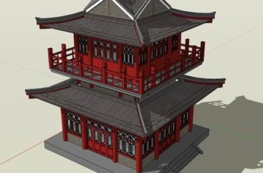 Sketchup古建筑模型|多层唐代阁楼,中式风格,古建-BIM建筑网
