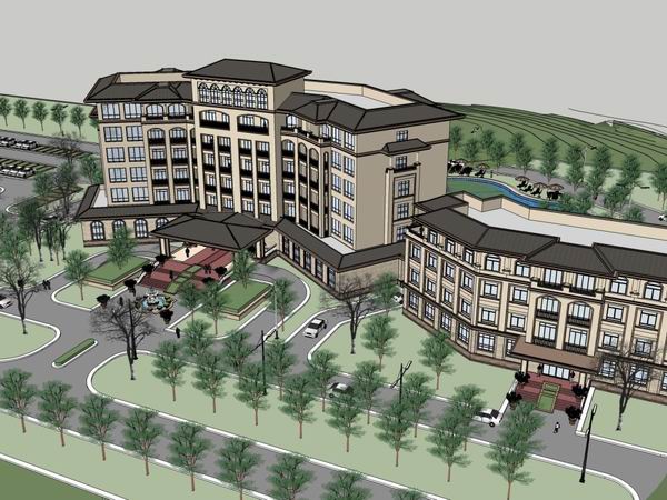 Sketchup酒店模型|高层酒店,古典风格 Sketchup酒店模型|高层酒店,古典风格