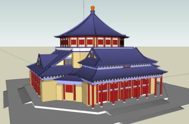 Sketchup文化模型|多层重庆会堂,文化建筑,中式风格-BIM建筑网