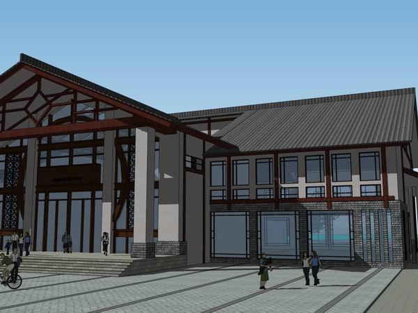Sketchup酒店模型|多层度假酒店,中式风格 Sketchup酒店模型|多层度假酒店,中式风格