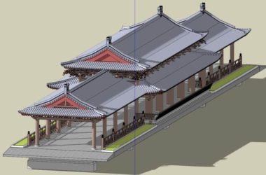 Sketchup古建筑模型|多层廊桥,中式风格 ,古建-BIM建筑网