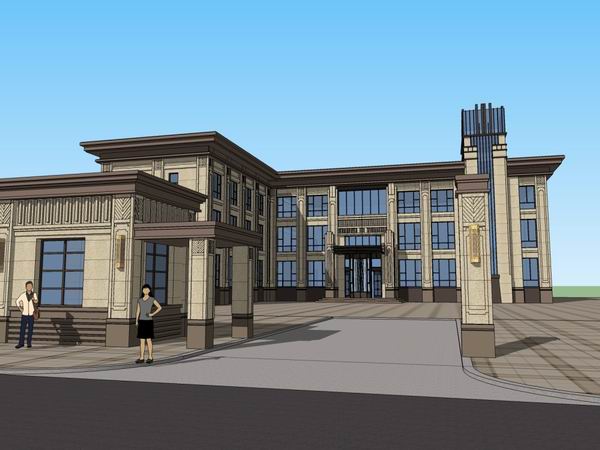 Sketchup办公模型|多层办公楼,古典风格 Sketchup办公模型|多层办公楼,古典风格