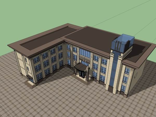 Sketchup办公模型|多层办公楼,古典风格 Sketchup办公模型|多层办公楼,古典风格
