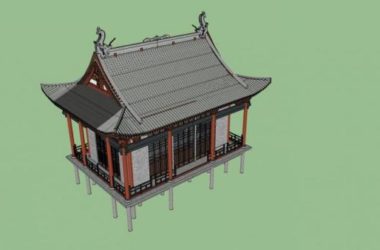 Sketchup古建筑模型|古建,阁楼,中式风格-BIM建筑网