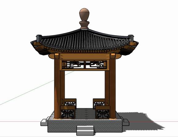 Sketchup小品模型|四角亭,中式风格,小品 Sketchup小品模型|四角亭,中式风格,小品
