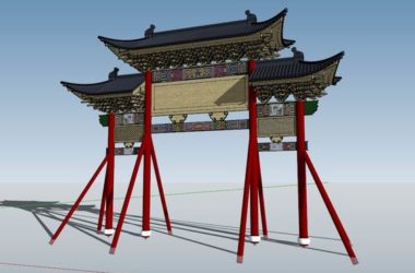 Sketchup古建筑模型|清代牌楼,中式风格,古建-BIM建筑网