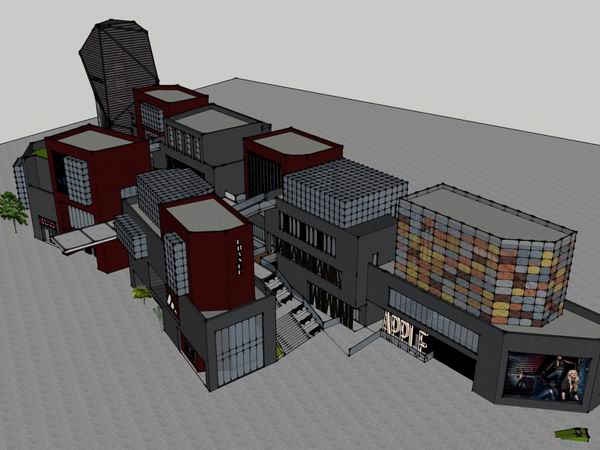 Sketchup商业模型|多层商业街,现代风格 Sketchup商业模型|多层商业街,现代风格
