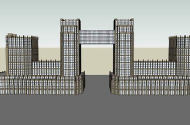 Sketchup办公模型|高层办公楼,写字楼,沿街商业,欧式古典风格-BIM建筑网