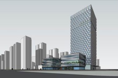 Sketchup办公模型|多层社区中心办公楼,底层商业,现代风格-BIM建筑网
