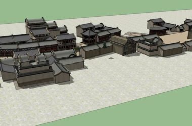 Sketchup商业模型|多层商业街,中式风格-BIM建筑网