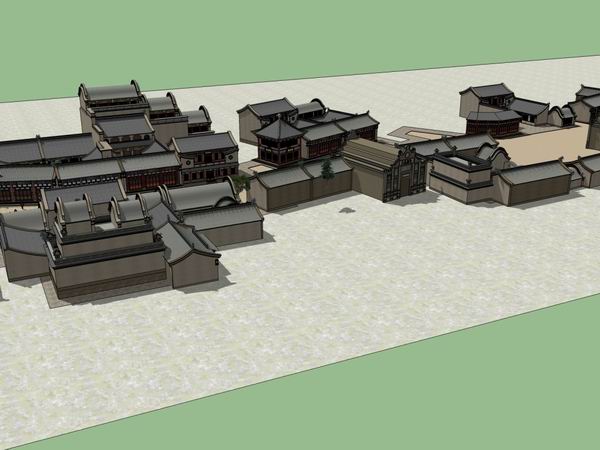 Sketchup商业模型|多层商业街,中式风格 Sketchup商业模型|多层商业街,中式风格