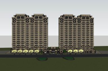 Sketchup住宅模型|高层住宅,底部商业,古典风格-BIM建筑网