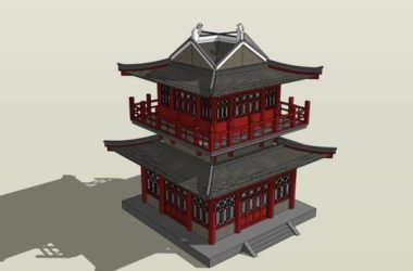 Sketchup古建筑模型|多层阁楼,古代阁楼,中式风格,古建-BIM建筑网