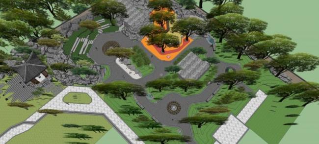 Sketchup景观模型|中式园林景观,中式风格 Sketchup景观模型|中式园林景观,中式风格
