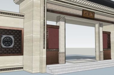Sketchup小品模型|门头,现代风格,小品,大门-BIM建筑网