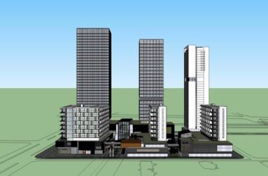 Sketchup综合体模型|多高层综合体,办公楼,住宅,底层商业,现代风格-BIM建筑网