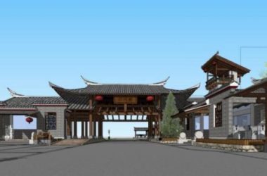 Sketchup古建筑模型|古建筑,中式风格,多层商业娱乐休闲建筑-BIM建筑网