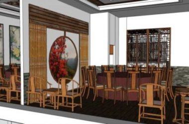 Sketchup商业模型|多层宾馆餐厅,现代风格-BIM建筑网