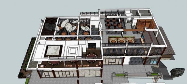 Sketchup商业模型|多层宾馆餐厅,现代风格 Sketchup商业模型|多层宾馆餐厅,现代风格