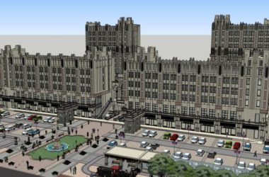 Sketchup综合体模型|多高层综合体,办公楼,商业街商业广场,古典风格-BIM建筑网